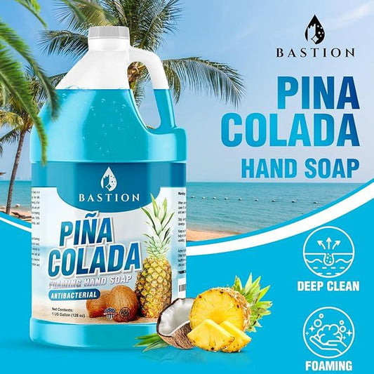 Bastion Foaming Antibacterial Hand Soap: Pina Colada Scented Refill 4 GallonS (512 oz) Bulk Hand Wash - ModernBath