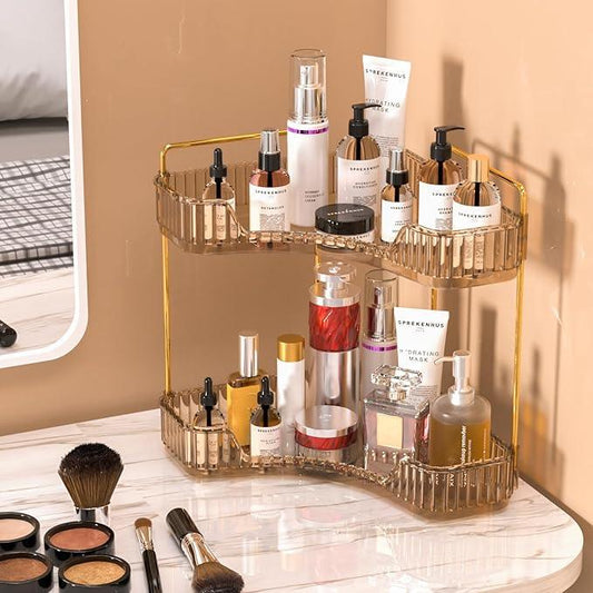 GTI 2 Tier Makeup Organizer, Large Capacity Bathroom Counter Organizer, Perfume Cosmetics Skincare Vanity Organizers, Dresser Countertop Organizer and Storage for Women (Amber) - ModernBath