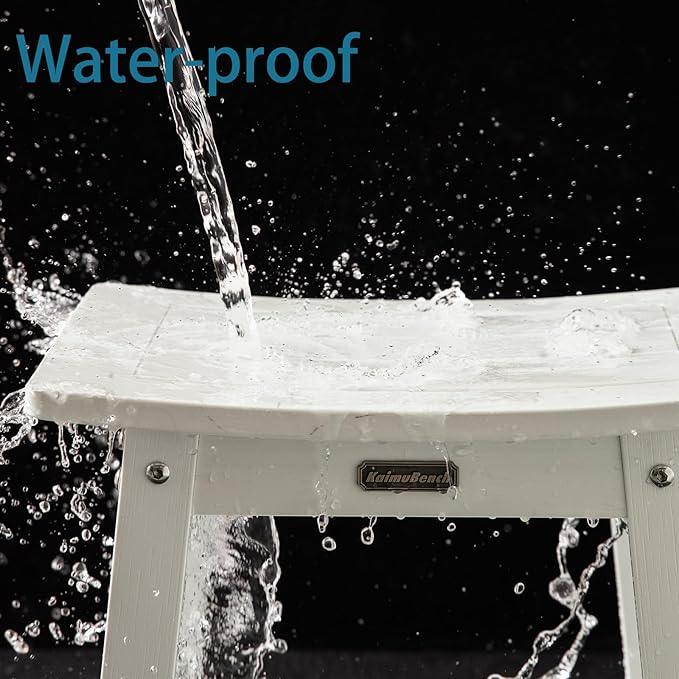 KaimuBench HDPS Shower Bench, White Plastic Shower Stool Seat for Shaving Legs, Spa Bath Seat, Heavy Duty Waterproof, Non-Slip, No Maintenance - ModernBath