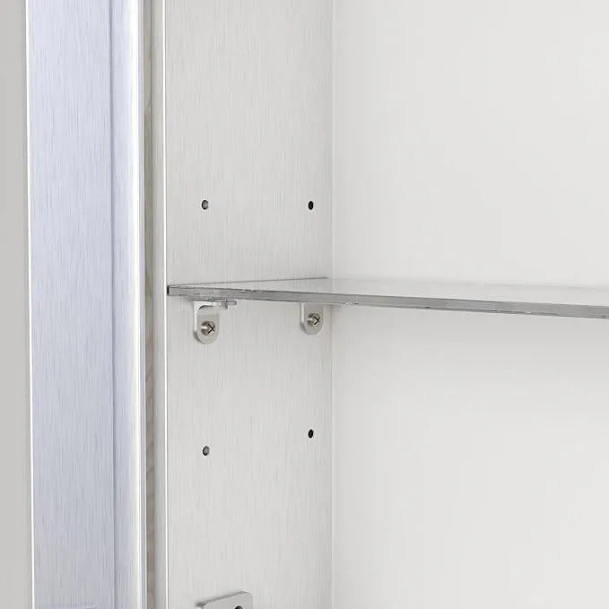 ANYHI 24"x16" Silver Bathroom Cabinet with Mirror, Single Door Bathroom Wall Mirror Cabinet, 2 Adjustable Storage Organizer Shelves, 5 Removable Hooks - ModernBath