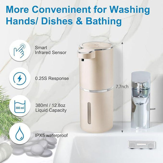 Gotofine Automatic Liquid Soap Dispenser,4-Level Adjustable, Wall Mount,USB Rechargeable,12.8oz/ 380ml,Touchless Hand & Dish Soap Dispenser for Bathroom, Kitchen,Hotel, Restaurant - ModernBath