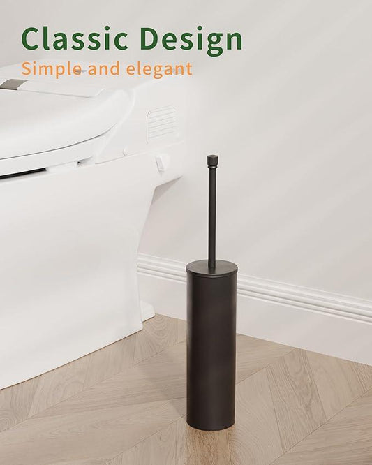 WZKALY Toilet Brush and Holder Set, Toilet Bowl Brush for Bathroom with Long Handle, Stainless Steel Toilet Cleaner Brush with Durable Scrubbing Bristles,Splash-Proof (Matte Black) - ModernBath