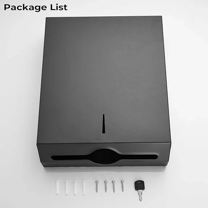 Paper Towel Dispenser Wall Mount - Multifold Trifold Paper Towel Dispensers, Large Capacity Stainless Steel Tissue Holder, Suitable for Bathrooms and Public Places Black - ModernBath