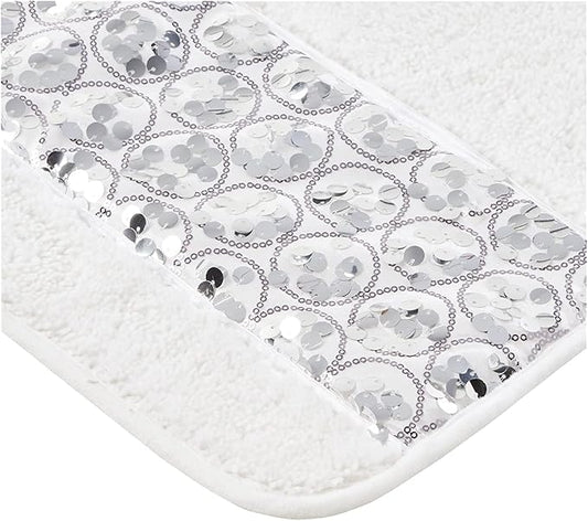 Zahari Home Sinatra Modern Bathroom Rug Classic Luxury Bath Rug Contemporary Decor Stylish Bath Mat for Shower Unique Design White Bathroom Rug Bath Shower Tub Decor Bling