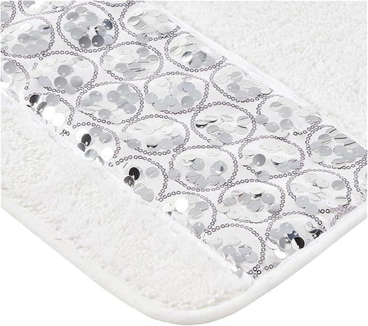 Zahari Home Sinatra Modern Bathroom Rug Classic Luxury Bath Rug Contemporary Decor Stylish Bath Mat for Shower Unique Design White Bathroom Rug Bath Shower Tub Decor Bling - ModernBath
