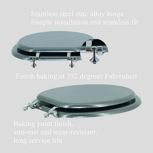 BLOFDE Elongated Toilet Seat Wood Toilet Seat Prevent Shifting with Zinc Alloy Hinges American Standard Size Toilet Seat Easy to Install also Easy to Clean(Elongated,Sparkling Gentleman Grey) - ModernBath
