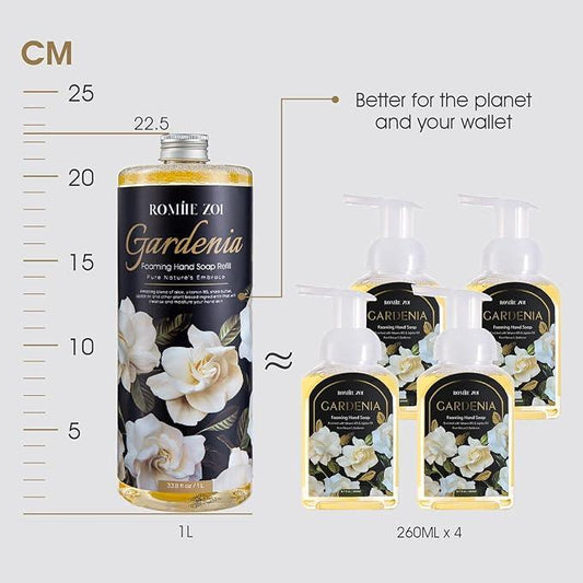 ROMIIE ZOI Hand Soap Refills Foaming, Gardenia Scent Natural Plant Moisturizing Foam Soap Refills with Dispenser 1 L/ 33.8 FL OZ(Pack of 3) - ModernBath