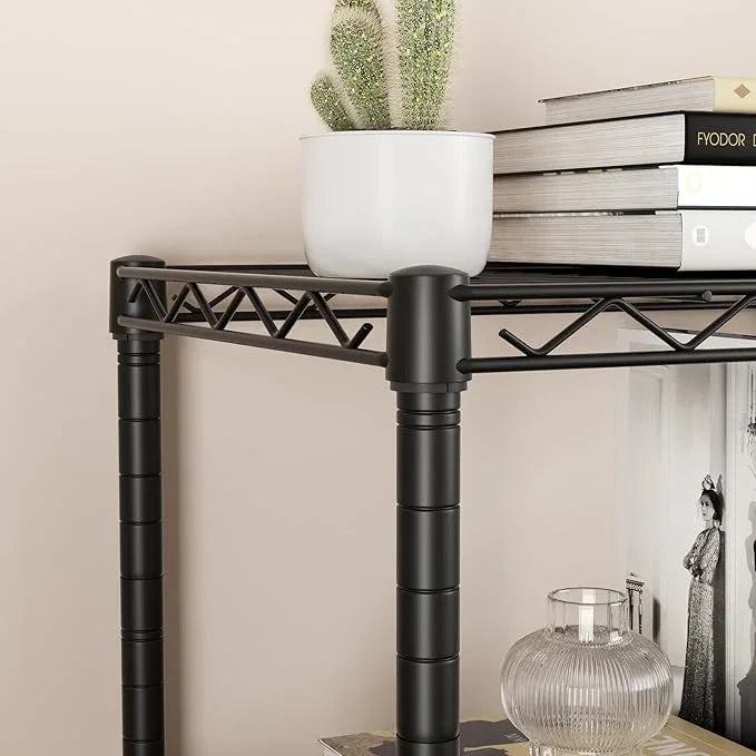 SINGAYE 4 Small Shelves Storage Shelf Wire Shelving Unit Metal Shelf Adjustable Organizers Storage Shelving with Wheels for Bathroom Laundry Room Kitchen Pantry12”D x 18”W x 45”H Black - ModernBath