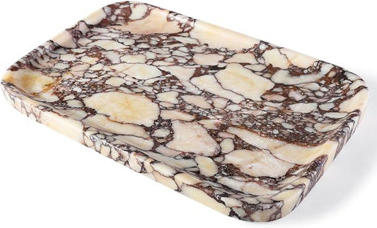 Karibiber Calacatta Marble Vanity Trays, Marble Bathroom Tray Countertop, Luxury Decorative Dresser Organizer, Purple&White Natural Stone Serving Tray for Kitchen, Perfume, Jewelry Holder Storage - ModernBath