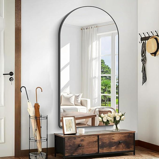 Arched Bathroom Mirror, 60"x36" Black Arched Mirror for Bathroom, Wall Mounted Mirror, Black Vanity Wall Mirror Metal Frame for Bedroom, Entryway, Living Room, Vertically Hanging - ModernBath