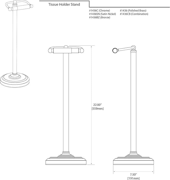 Gatco 1436SN Pedestal Toilet Paper Holder, Satin Nickel - ModernBath