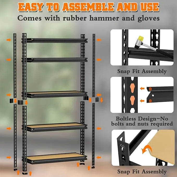 LEVELEVE 5-Tier Storage Shelving Unit, 2020 lbs Capacity,Heavy Duty Adjustable Metal Utility Shelf, 30" L x 12" W x 60" H for Garage, Kitchen, Pantry, Basement, Bathroom, Laundry - ModernBath