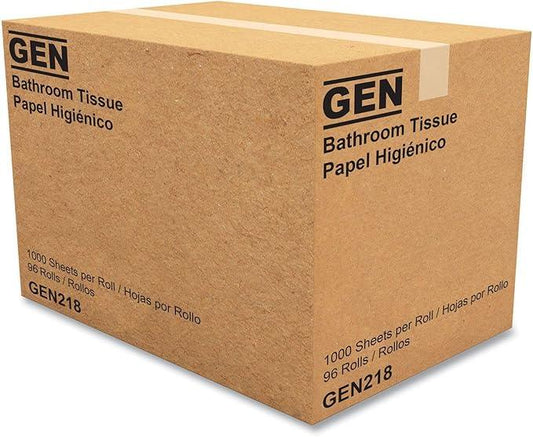GEN 218 Standard Bath Tissue, 1-Ply, 1000 Sheets (Case of 96 Rolls) - ModernBath