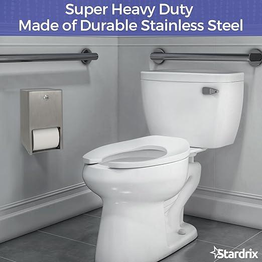 2 Roll Stainless Steel Commercial Toilet Paper Dispenser, Heavy Duty Wall Mount Tissue Holder with Lock for Restroom/Bathroom - ModernBath