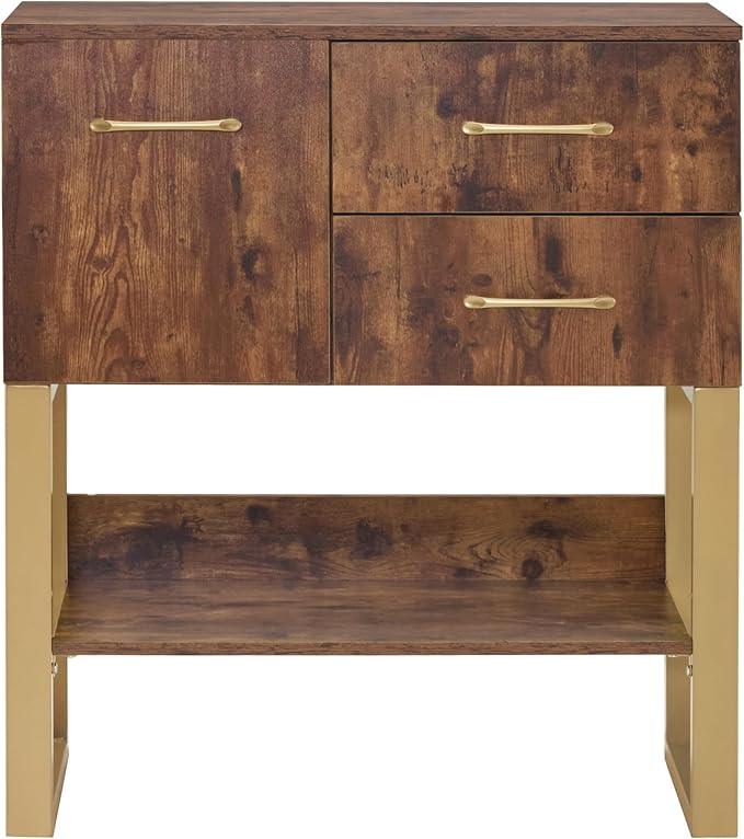 BarberPub Styling Barber Station, Wall Mount Storage Cabinet, Salon Equipment for Hair Stylist, Spa Beauty Makeup Organizer, Bathroom Dresser with Drawers & Shelf 3185 (Rustic Brown) - ModernBath