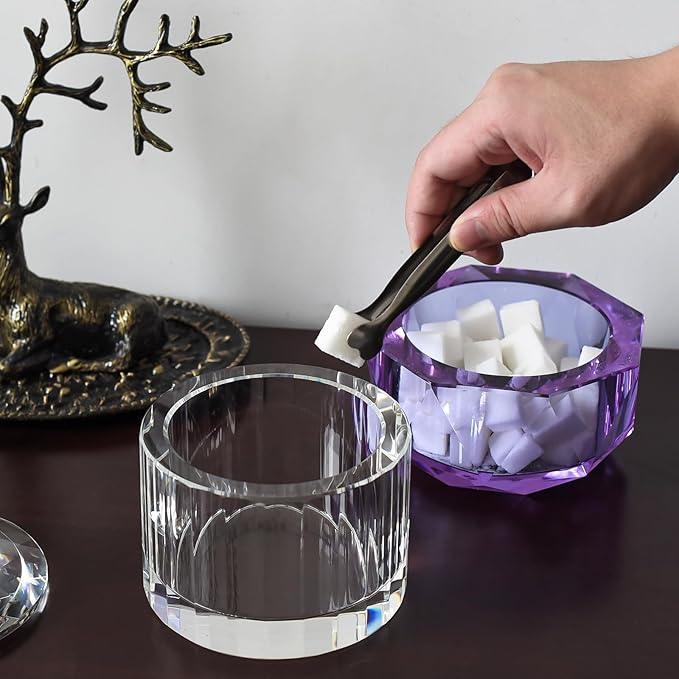 Crystal Jewelry Jars and Boxes,Crystal Candy Jar with Green Lid,Home Decoration Storage Bathroom Jar, Pearl Treasure Box, Cotton Swab Jar,Crystal Container - ModernBath