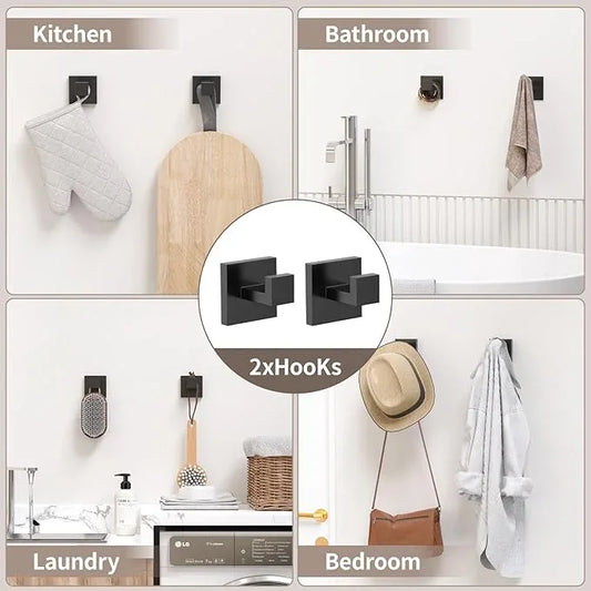 23.6 Inch SUS304 Stainless Steel Bathroom Hardware Set - 10-Piece Wall-Mounted Towel Bar, Holder & Racks - Matte Black - ModernBath