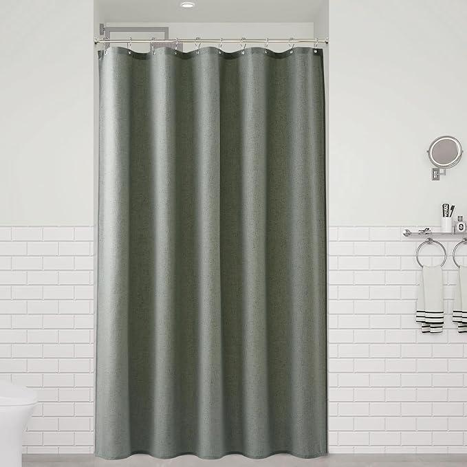 Naturoom Desert Sage 60 Inch Shower Curtain - Stall Narrow Half Linen Ultra Thick Fabric Shower Curtain Set with Hooks, Boho Farmhouse Rustic RV Camper Bath Curtains for Bathroom, 60x72 - ModernBath