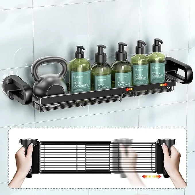 JOTPE Shower Caddy Suction Cup, Expandable Suction Shower Shelf with Large Capacity, Heavy Duty Shower Organizer Powerful Max Hold 22lbs, Removable Waterproof Metal Basket for Bathroom Kitchen Storage - ModernBath