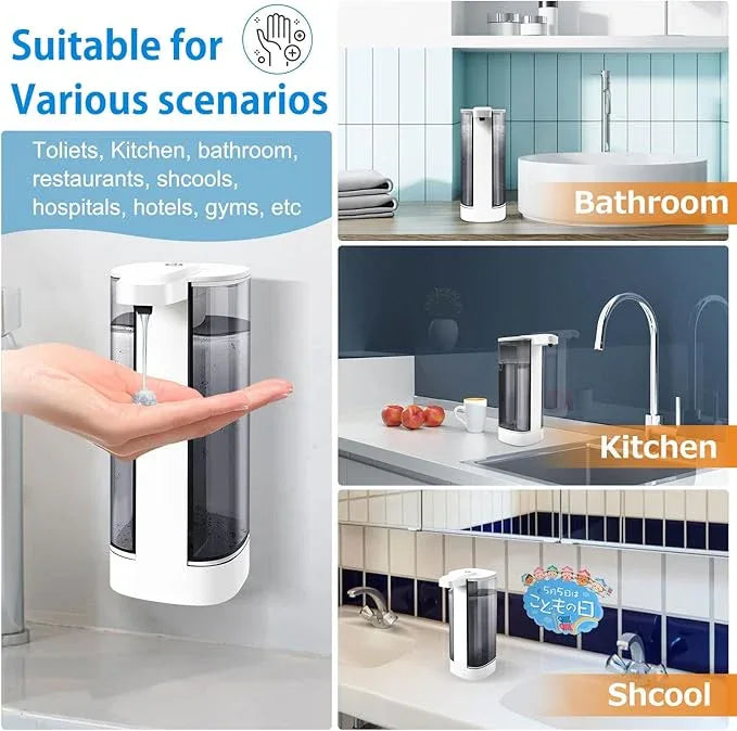 Uarnicey Automatic Liquid Soap Dispenser, Rechargeable,Touchless,17oz/500ml with 4 Adjustable Soap Levels, Wall Mount & Waterproof, Liquid Hand/Dish Soap Dispenser for Bathroom Kitchen - ModernBath