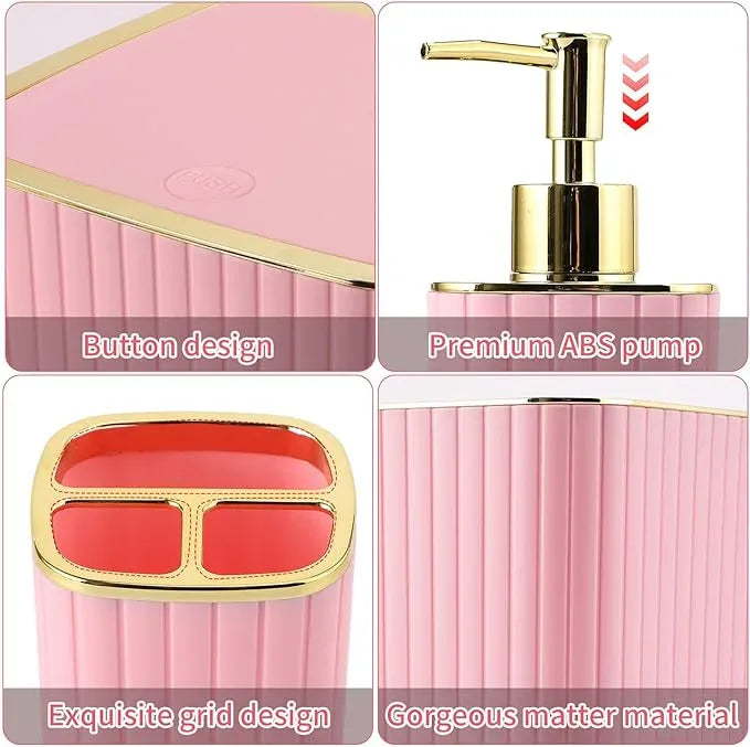 XLHOMO 30PC Bathroom Accessories Set - Gorgeous Pink Bathroom Set, Bathroom Accessory Set, Pink Shower Curtain Set with 5PC Shower Caddy - ModernBath