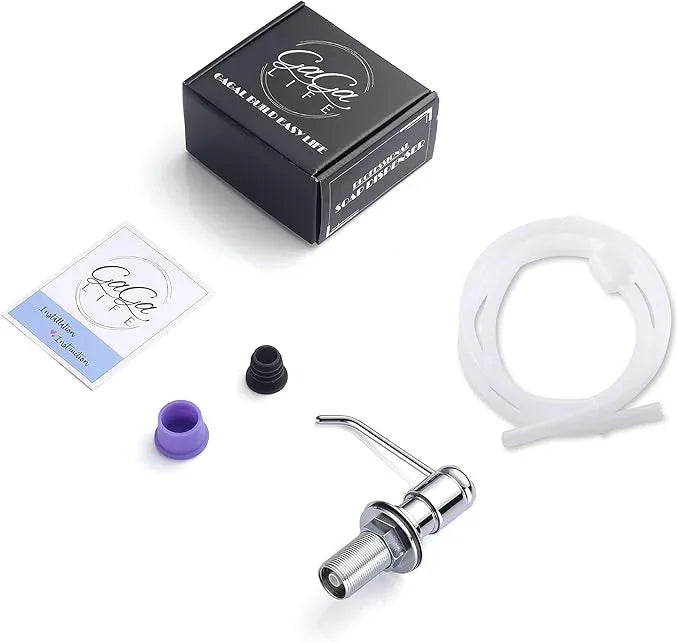 Gagal Soap Dispenser (Chrome) and Extension Tube Kit for Kitchen Sink, Complete Brass Pump with 40" Silicone Tube Connect to The Bottle Directly, Say Goodbye to Frequent Refills - ModernBath