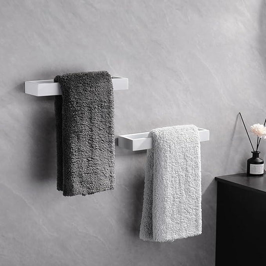 GERZWY Bath Towel Holder Stainless Steel Towel Hanger Wall Mount Towel Ring for Bathroom 2 Pack, White - ModernBath