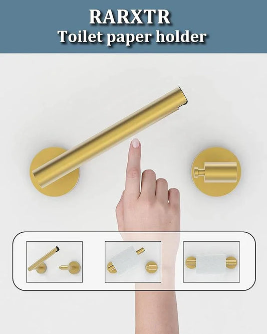 Gold 2 Pack Toilet Paper Holder SUS304 Stainless Steel Double Post Pivoting Toilet Paper Roll Holder Wall Mounted Toilet Tissue Holder for Commercial Bathroom RV - ModernBath