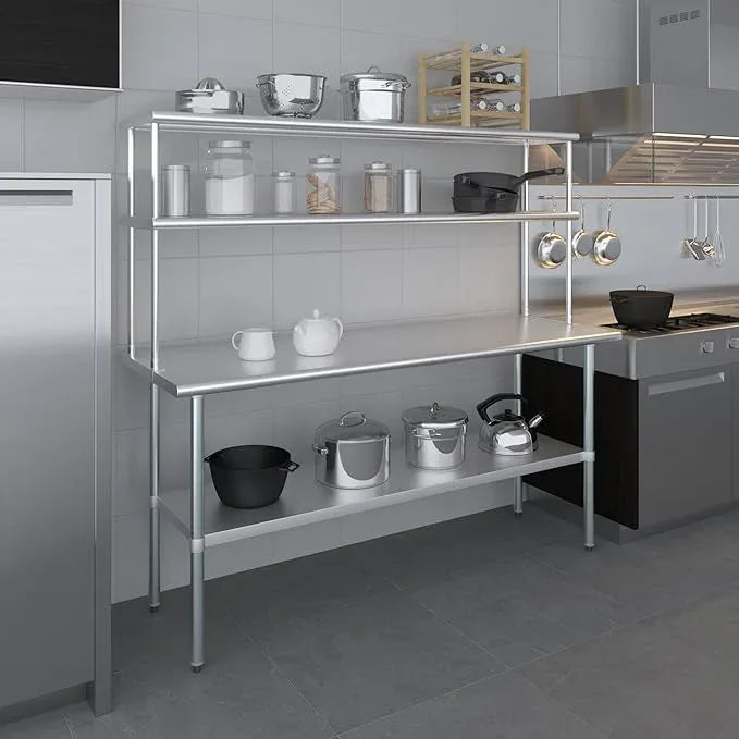 AmGood Double OverShelf Stainless Steel NSF - Many (72" Long x 14" Deep) - ModernBath