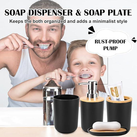 iMucci 9Pcs Black Bathroom Accessories Set with Trash Can Bathroom Set Black Bathroom Accessories Bathroom Decor - ModernBath