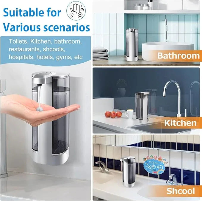 Automatic Liquid Soap Dispenser, Rechargeable, Touchless, 17oz/500ml with 4 Adjustable Soap Levels, Wall Mount & Waterproof, Liquid Hand/Dish Soap Dispenser for Bathroom Kitchen - ModernBath