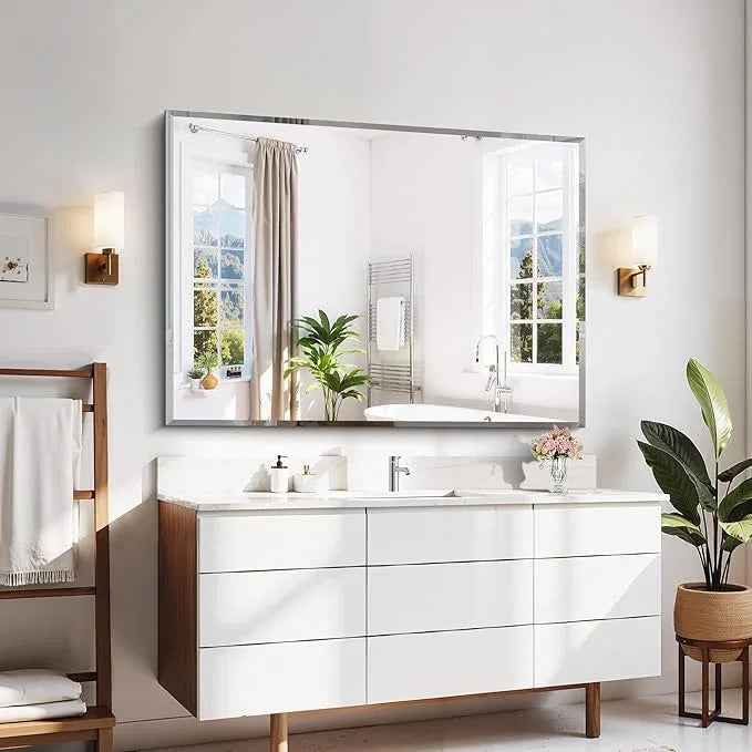 CILIBER Beveled Mirror, 36x48 Inch Large Frameless Bathroom Mirrors for Over Sink, Lightweight Design Beveled Frameless Vanity Mirror, Crystal-Clear 3mm Tempered Glass, Horizontally or Vertically - ModernBath