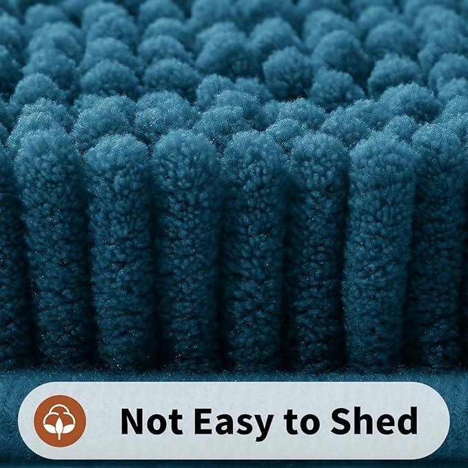 Yimobra Toilet Rugs U Shaped Washable - 24"x20" Non Slip Plush Contour Bath Rugs for Toilet - Super Soft Absorbent Quick Dry Toilet Mats for Bathroom,Peacock Blue - ModernBath