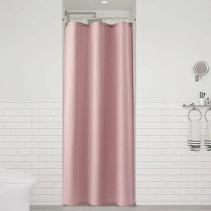 Naturoom Pink 36 Inch Shower Curtain - Stall Narrow Half Linen Ultra Thick Fabric Shower Curtain Set with Hooks, Boho Farmhouse Rustic RV Camper Bath Curtains for Bathroom, 36x72 - ModernBath