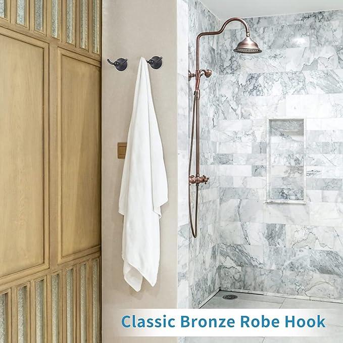 FILTA Bathroom Towel Hooks, Oil Rubbed Bronze Robe & Towel Hooks for Wall Mounted, Traditional Towel and Robe Hooks for Hanging Towels, Bath Towel Holder for Shower(1 Pack) - ModernBath
