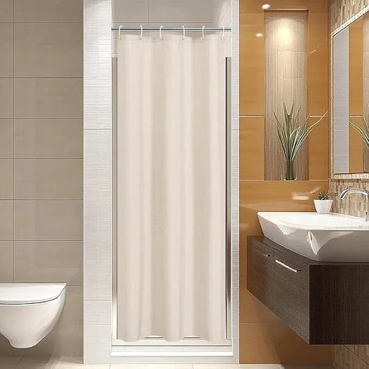 THAIGEE 2-in-1 stall Fabric Shower Curtain or Liner,Breathable TPU & Washable,36Wx72H Narrow Linen Textured Bathroom Shower Curtain Set with 6 Plastic Hooks,Modern,36"x72" Cream - ModernBath