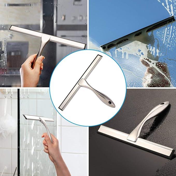 Hiware All-Purpose Shower Squeegee for Shower Doors, Bathroom, Window and Car Glass - Stainless Steel, 12 Inches - ModernBath