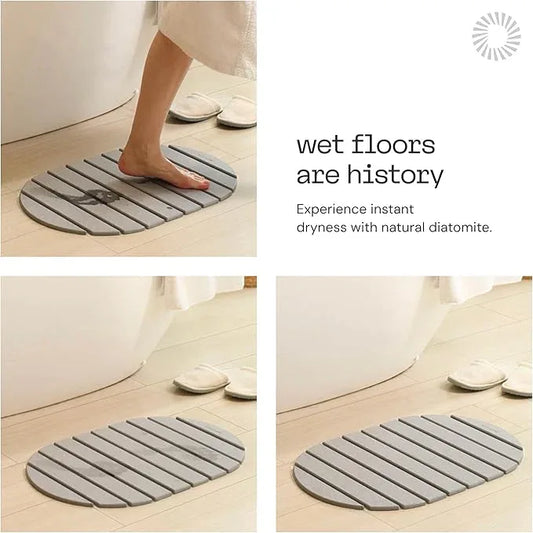 Foldable Stone Bath Mat Large - 24’’ x 15’’ Natural Diatomaceous Earth Bath Mat Stone Absorbing - Fast Drying Stone Mat Bathroom - Large Bath Stone Mat for Bathroom Floor - Graphite Color - ModernBath