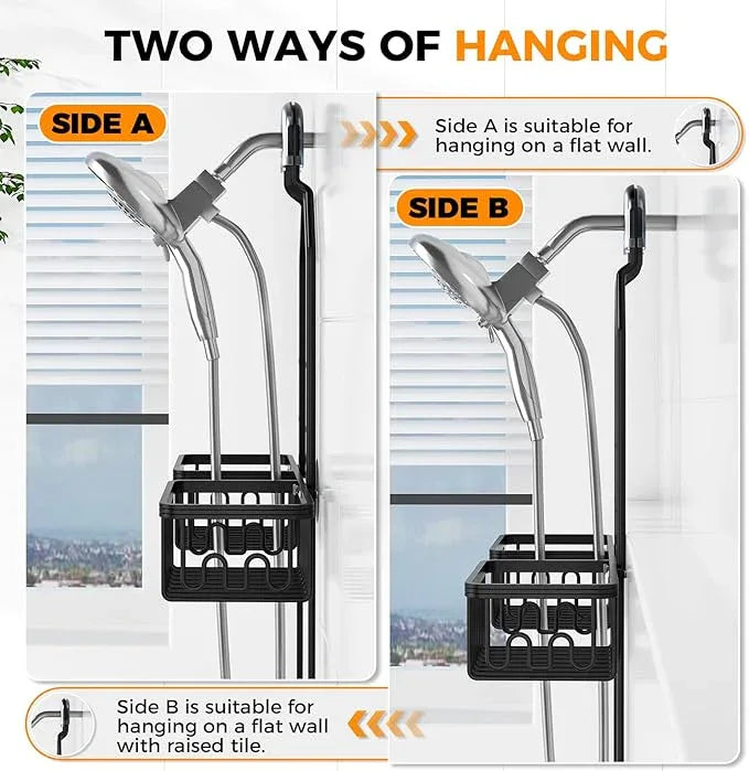 REINHARDT Aluminum Shower Caddy Hanging Adjustable Shower Caddy, Rustproof Hanging Shower Organizer with Hooks Soap Holders, Over Shower Head Caddy for Handheld Showerhead, Black - ModernBath