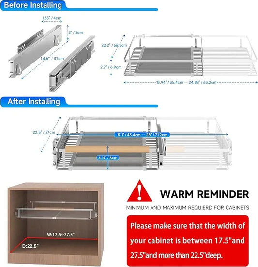 Pull Out Cabinet Organizer, 17.1~28"W x 22.5"D Expandable Pull Out Shelves for Kitchen Cabinets, Heavy Duty Metal Slide Out Pantry Shelves Sliding Shelf for Home Kitchen,Under Sink,Bathroom,Wardrobe - ModernBath