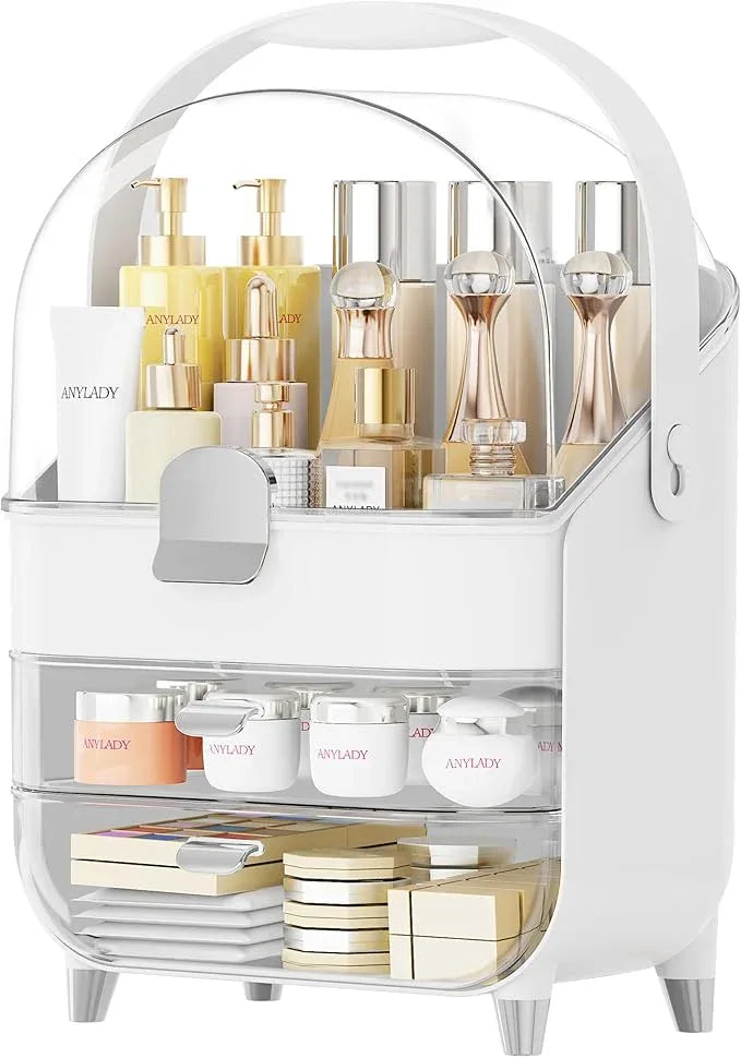 Makeup Organizer Countertop, Skincare Holder Bathroom Counter Organizer, Storage Box Cosmetic Display Cases, Teen Girl Gifts Make up Organizers for Vanity, Dresser (Sliver) - ModernBath