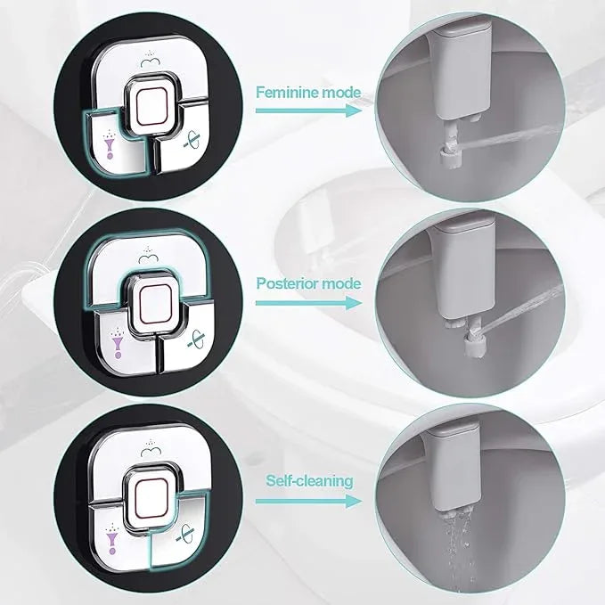 SAMODRA Bidet Attachment, Non-Electric Cold Water Bidet Toilet Seat Attachment with Pressure Controls, Retractable Self-Cleaning Dual Nozzles for Frontal & Rear Wash - Black - ModernBath