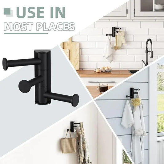 Angle Simple Swivel Towel Hook Matte Black, SUS 304 Stainless Steel Coat Hook for Bathroom - ModernBath