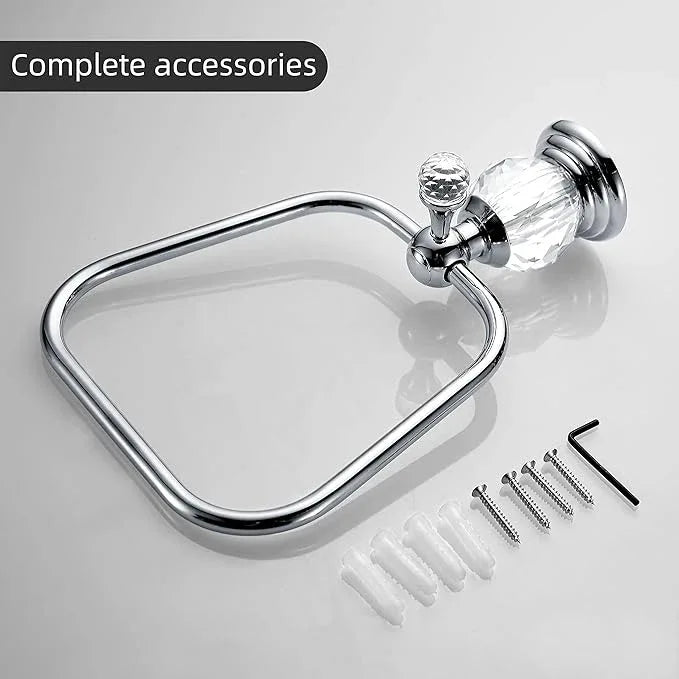 WINCASE Crystal Towel Ring, Chrome Hand Towel Holder, Silver Towel Rack Hanger for Bathroom, Towel Holder Bling Wall Mounted Decorative - ModernBath