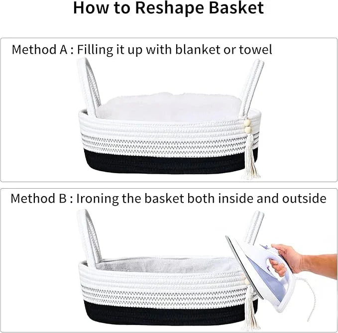 ABenkle Small Storage Basket for Toilet Tank Top - Jute Rope Woven Organizer with Handle, Boho Countertop Bathroom Decor, Toilet Paper Holder, 13x6x4 Inch - ModernBath