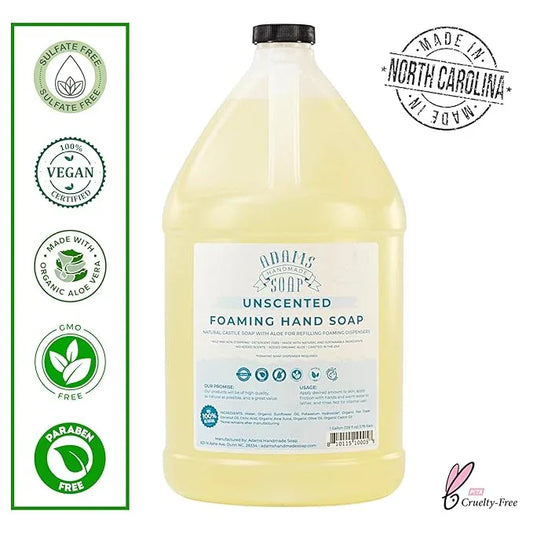 Adams Handmade Soap Thin Castile Foaming Liquid Hand Soap 1 Gallon Refill - Unscented (Pack of 4) - ModernBath