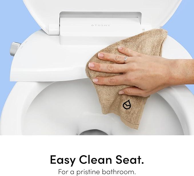 TUSHY Wave Non-Electric Bidet Toilet Seat | Sleek Elongated Design, Quick-Release for Easy Cleaning | DuoFlow Front & Rear Wash, Soft-Close Lid, Comfy Seat, 10-Min DIY Install, Platinum Knob - ModernBath