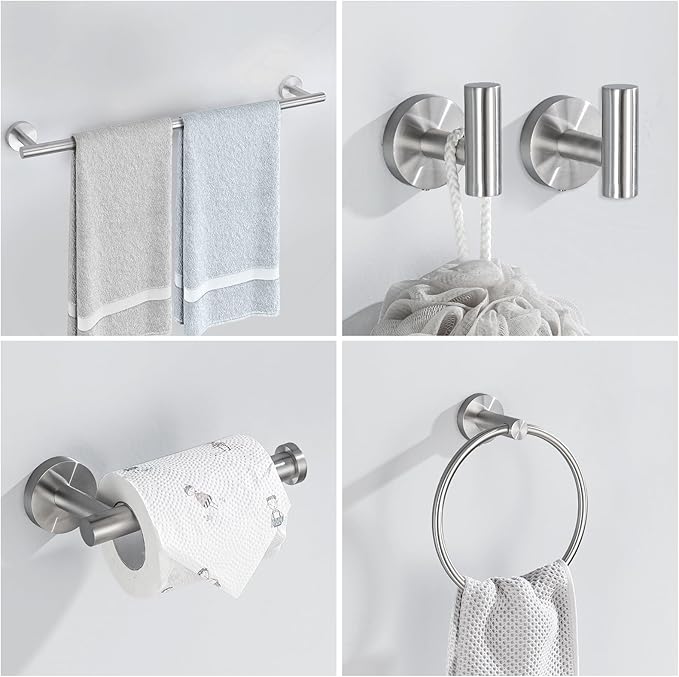 10 Pieces Brushed Nickel Bathroom Hardware Accessories Towel Bar Set 23.6 Inch Towel Rack Set for Bathroom SUS304 Stainless Steel Toilet Paper Holder Towel Holder Wall Mounted