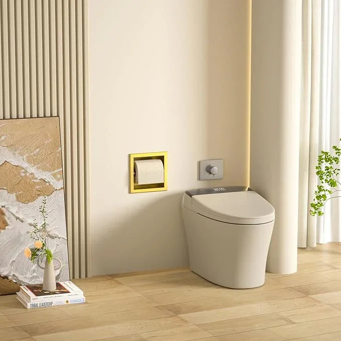 Toilet Paper Holder, in Wall Toilet Roll Holder for Bathroom Renovation, 304Stainless Steel Recessed Toilet Tissue Holder (Golden) - ModernBath