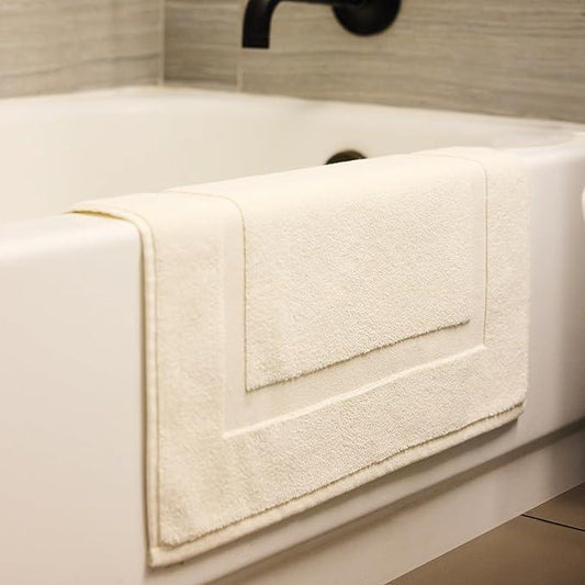 Preston Lane Douro Bath Mat – 100% Cotton, Plush & Absorbent Quick-Dry Bathroom Rug – Hotel-Quality Floor Mat for Shower or Tub, Made in Portugal, Alabaster - ModernBath